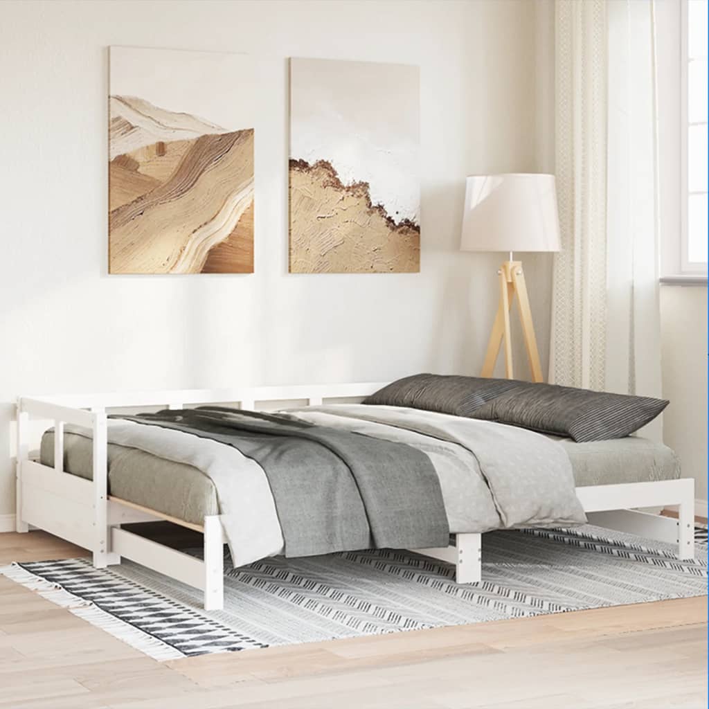 fehér tömör fenyőfa kanapéágy matrac nélkül 90 x 200 cm
