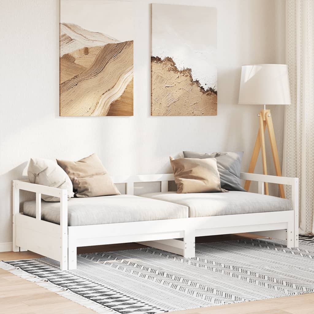 fehér tömör fenyőfa kanapéágy matrac nélkül 90 x 200 cm