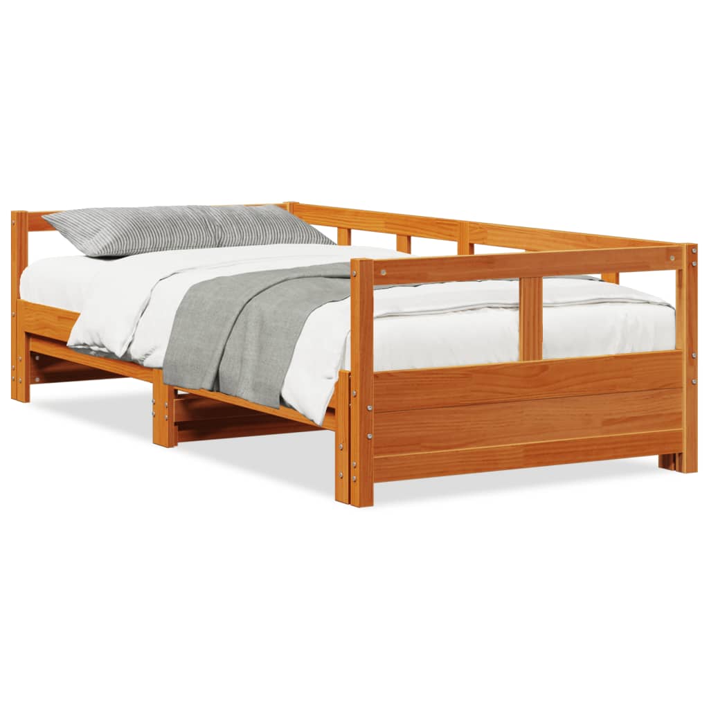 viaszbarna tömör fenyőfa kanapéágy matrac nélkül 90 x 190 cm