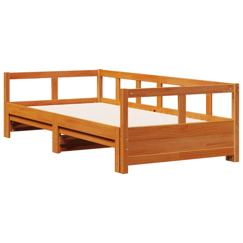 viaszbarna tömör fenyőfa kanapéágy matrac nélkül 90 x 190 cm