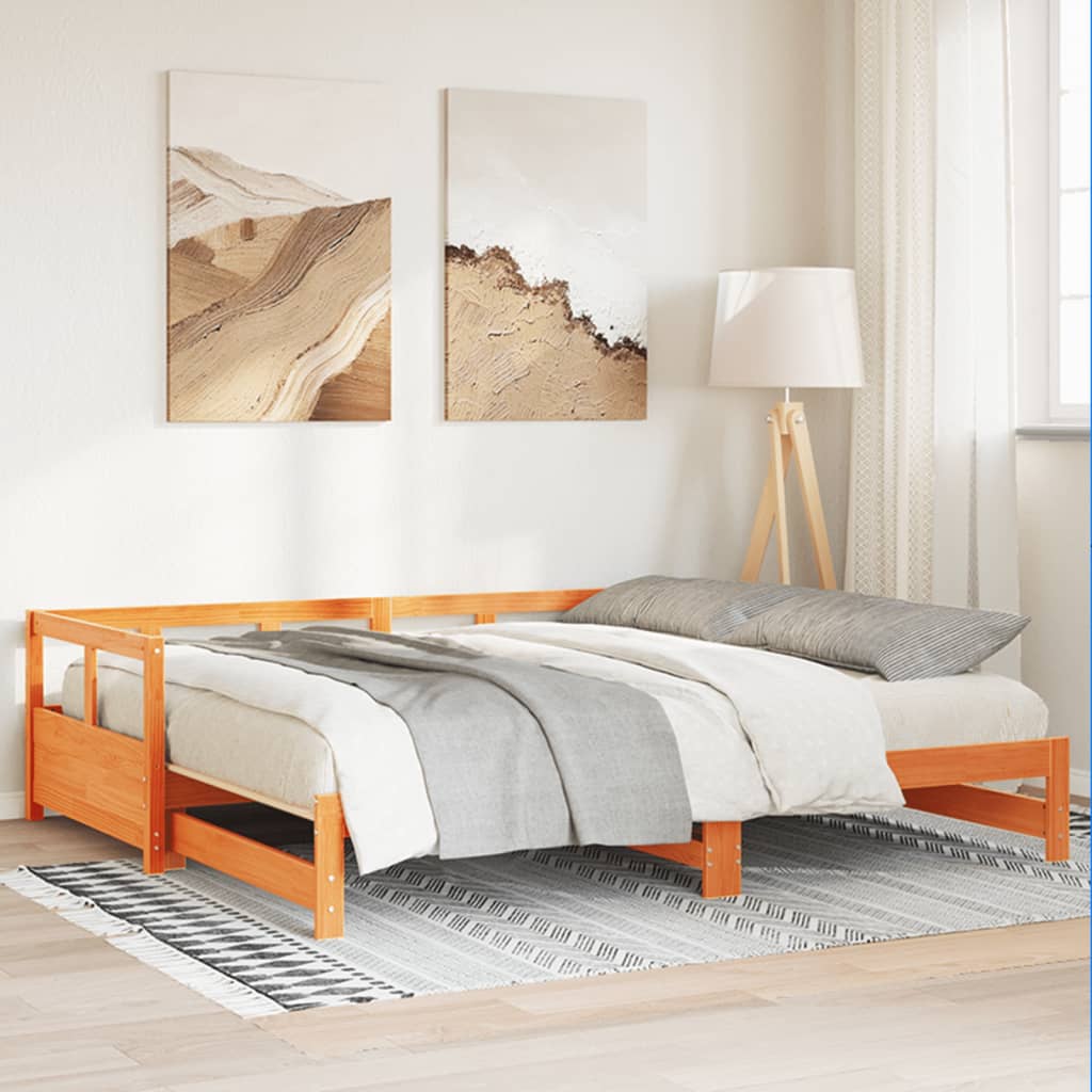 viaszbarna tömör fenyőfa kanapéágy matrac nélkül 90 x 190 cm