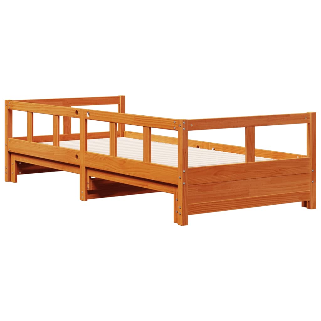 viaszbarna tömör fenyőfa kanapéágy matrac nélkül 90 x 190 cm