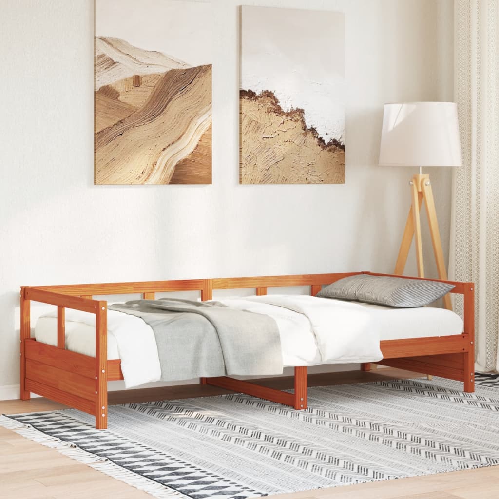 viaszbarna tömör fenyőfa kanapéágy matrac nélkül 80 x 200 cm