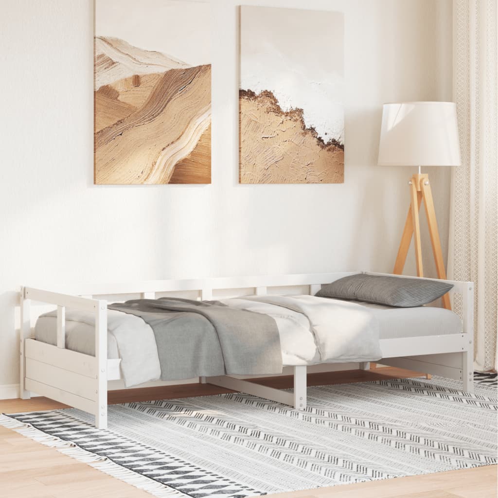 fehér tömör fenyőfa kanapéágy matrac nélkül 90 x 200 cm