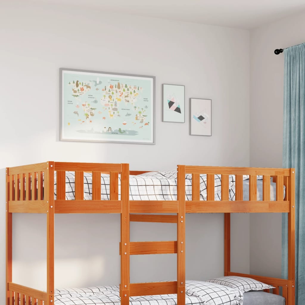viaszbarna tömör fenyőfa gyerekágy matrac nélkül 90 x 200 cm