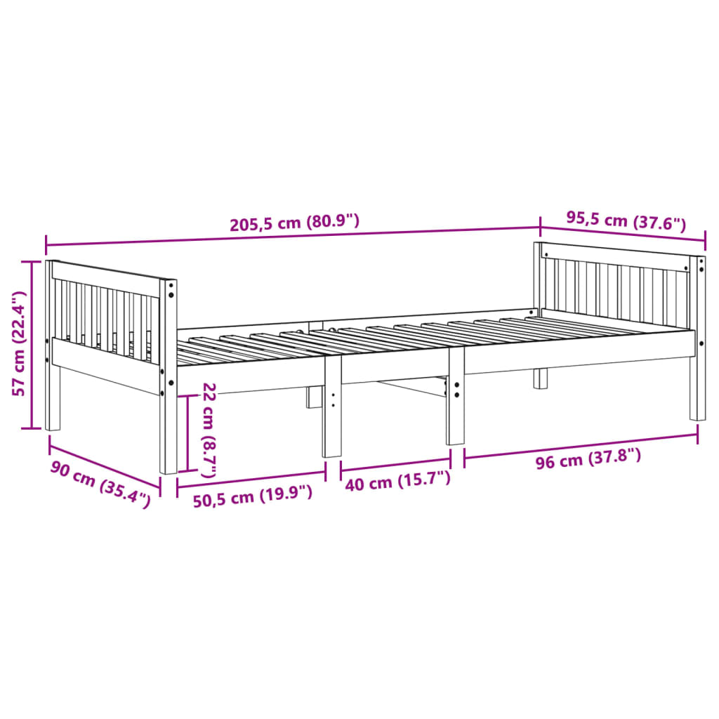 tömör fenyőfa gyerekágy matrac nélkül 90 x 200 cm