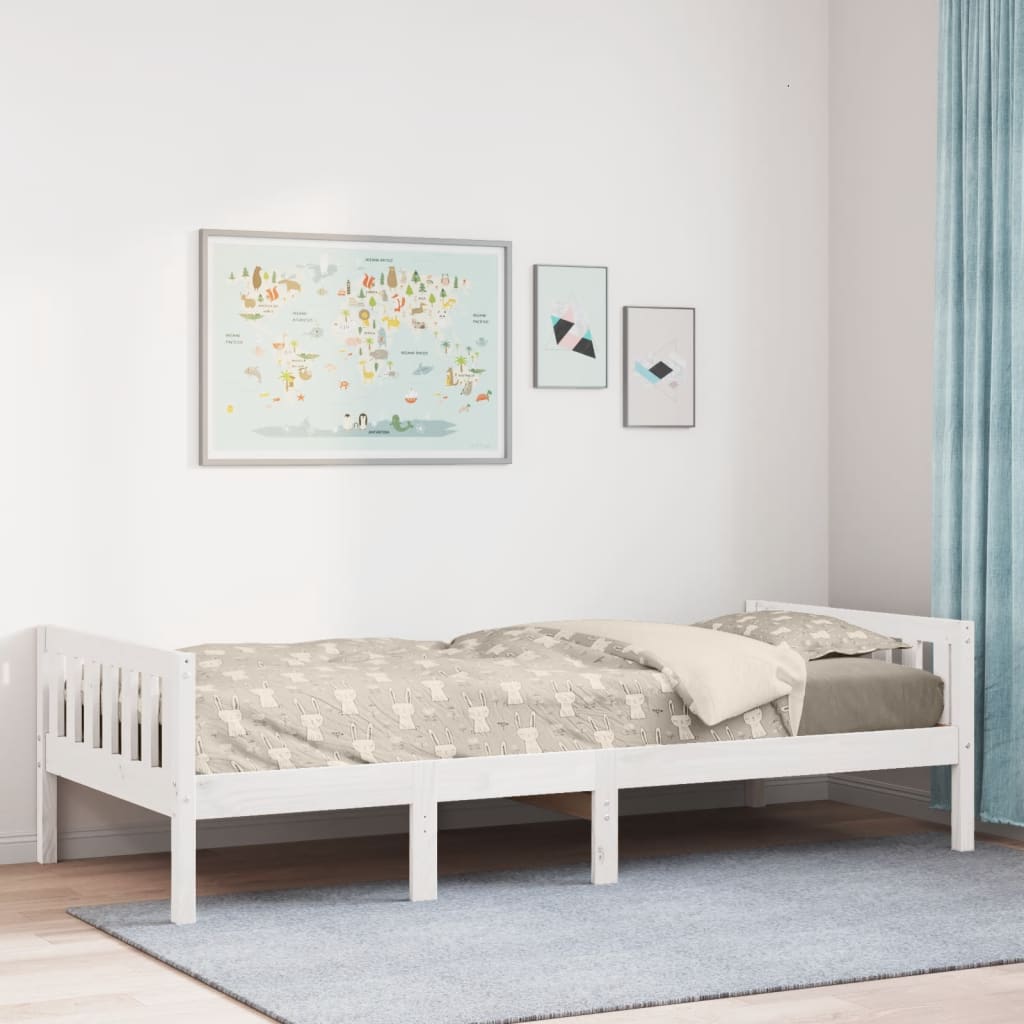 fehér tömör fenyőfa gyerekágy matrac nélkül 75 x 190 cm