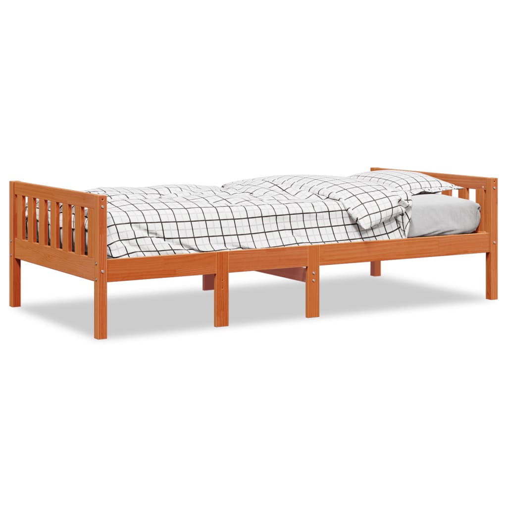 viaszbarna tömör fenyőfa gyerekágy matrac nélkül 75 x 190 cm