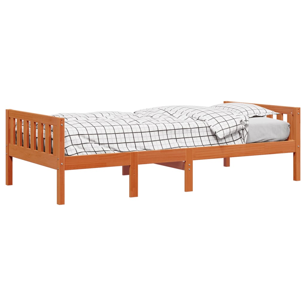 viaszbarna tömör fenyőfa gyerekágy matrac nélkül 75 x 190 cm