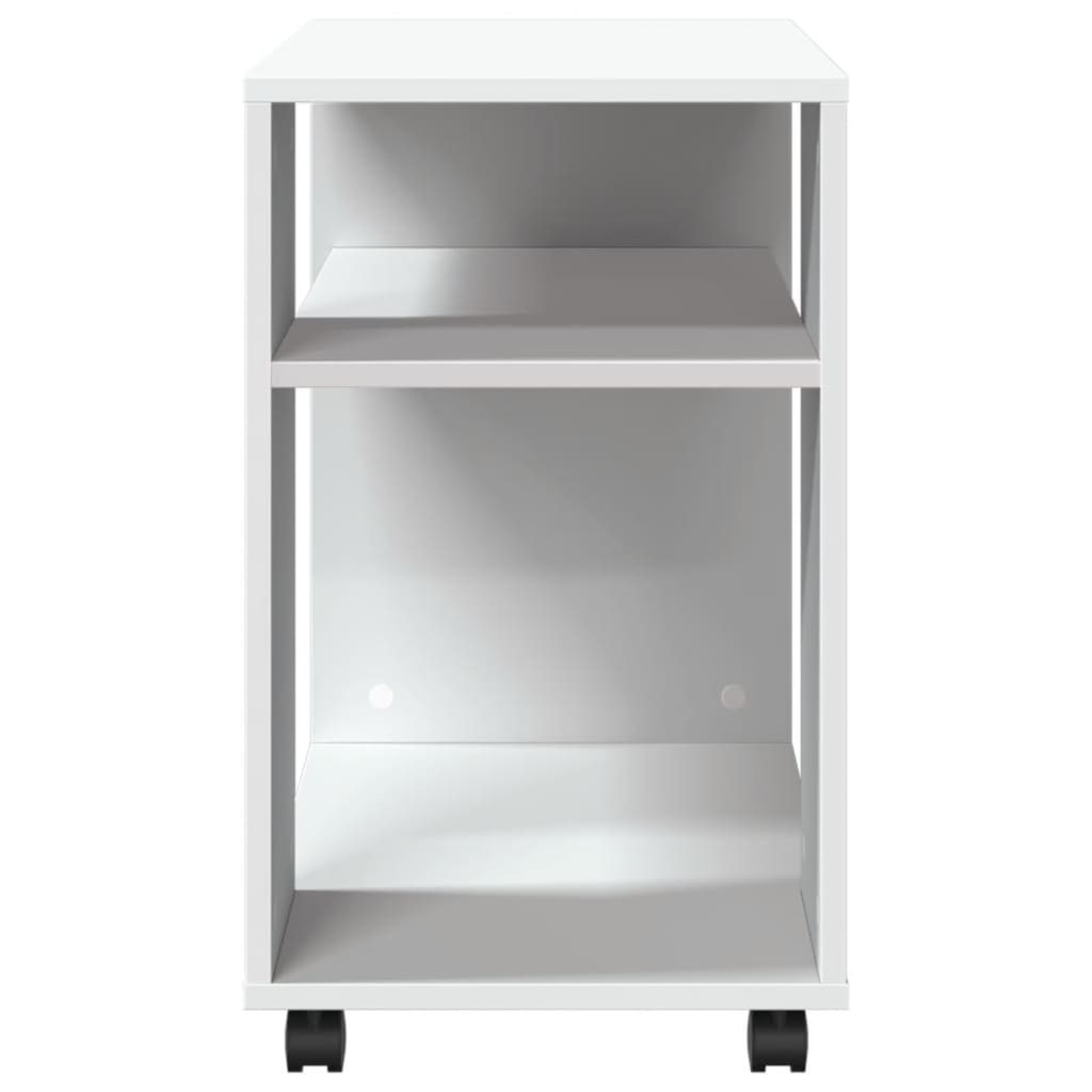 fehér szerelt fa kisasztal kerekekkel 70 x 35 x 60 cm