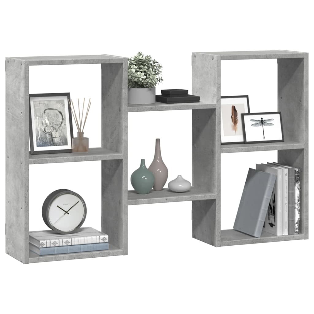 betonszürke szerelt fa fali polc 96 x 18 x 60 cm