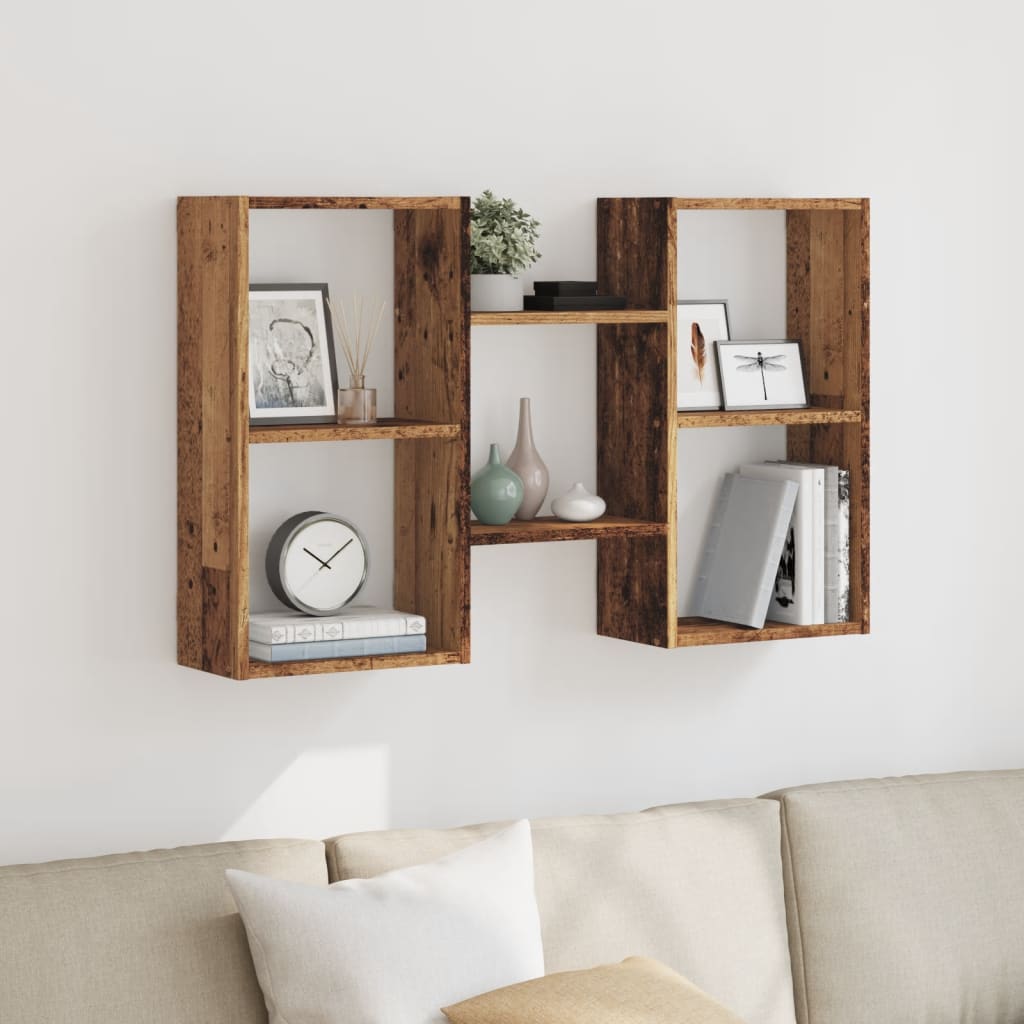 antik fa színű szerelt fa fali polc 96 x 18 x 60 cm