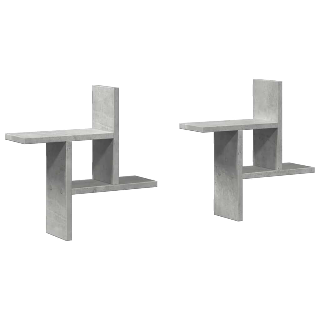 2 db betonszürke szerelt fa fali polc 38 x 12 x 38 cm