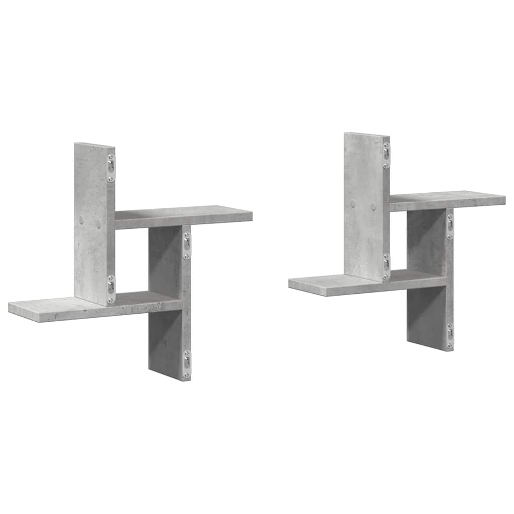 2 db betonszürke szerelt fa fali polc 38 x 12 x 38 cm