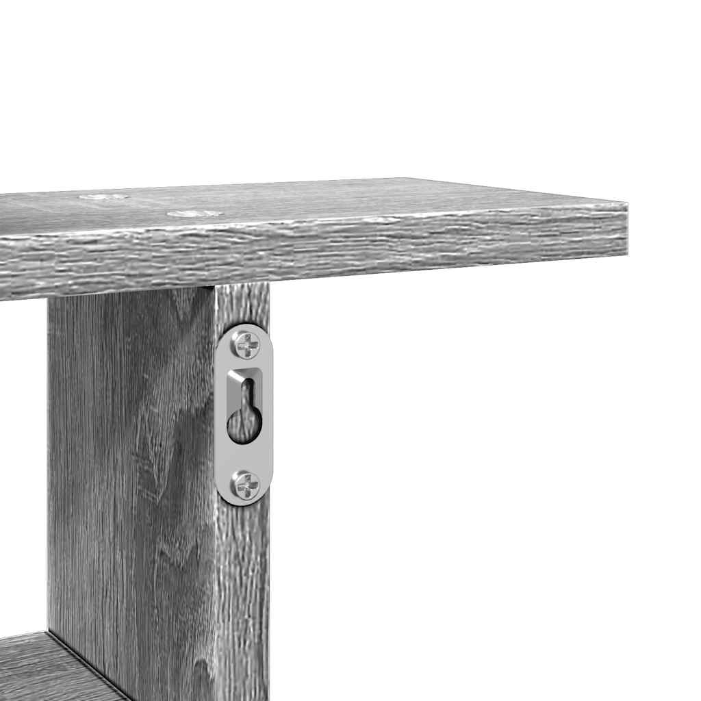 2 db szürke sonoma színű szerelt fa fali polc 38 x 12 x 38 cm