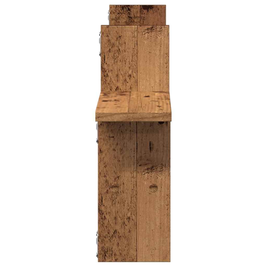 2 db antik fa színű szerelt fa fali polc 38 x 12 x 38 cm