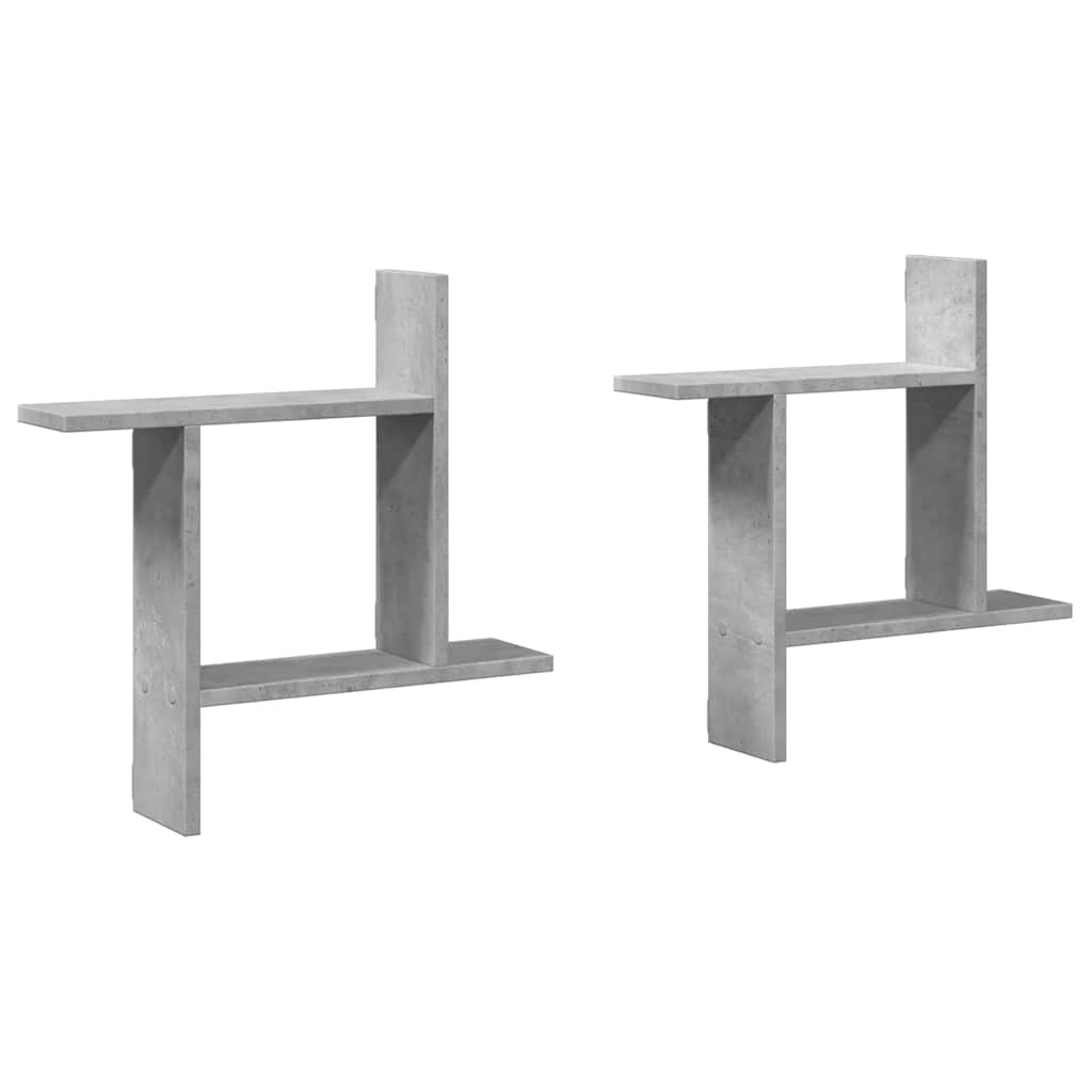 2 db betonszürke szerelt fa fali polc 50 x 12 x 50 cm