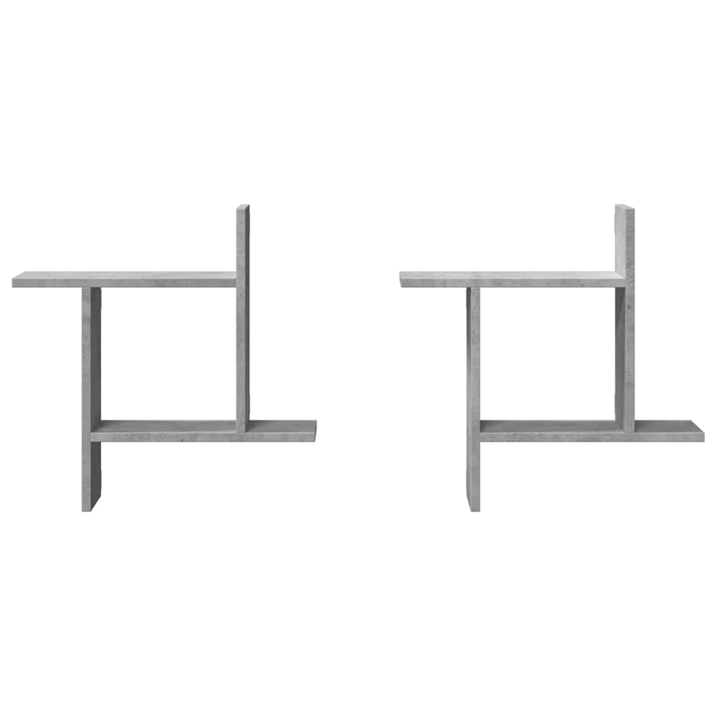 2 db betonszürke szerelt fa fali polc 50 x 12 x 50 cm