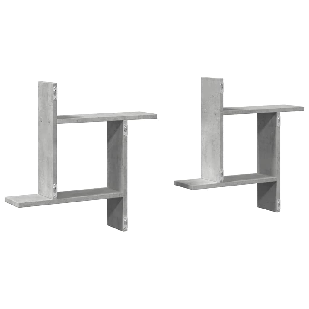 2 db betonszürke szerelt fa fali polc 50 x 12 x 50 cm