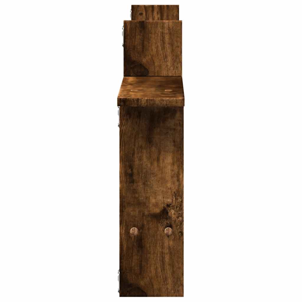 2 db füstös tölgy színű szerelt fa fali polc 50 x 12 x 50 cm