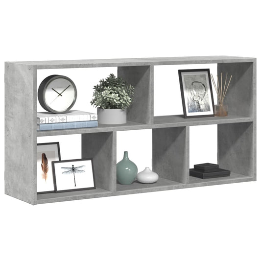 betonszürke szerelt fa fali polc 100 x 25 x 50 cm