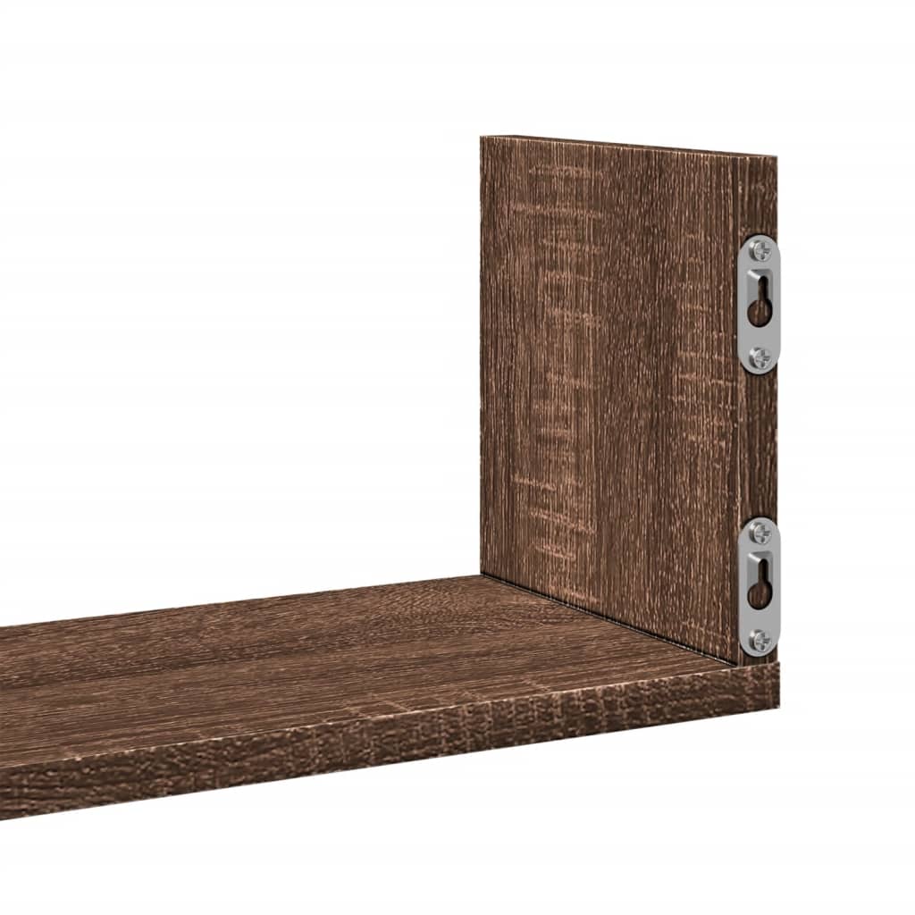 3 db barna tölgy színű szerelt fa fali polc 58 x 18 x 18 cm