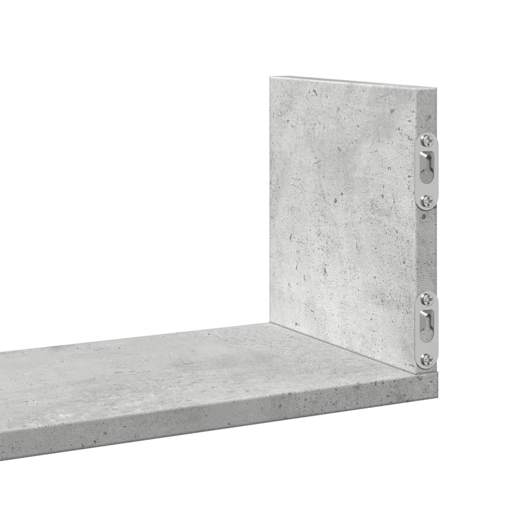 3 db betonszürke szerelt fa fali polc 80 x 18 x 18 cm