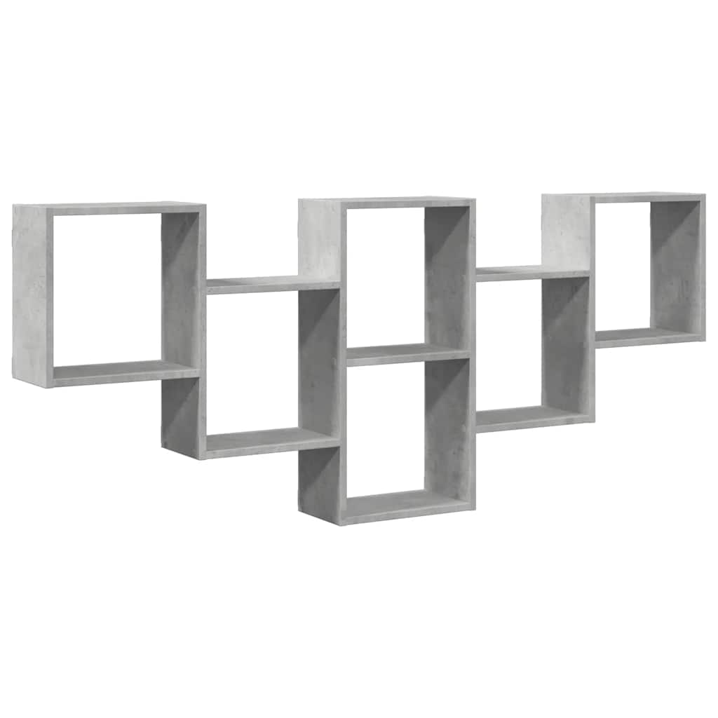 betonszürke szerelt fa fali polc 159 x 18 x 66 cm