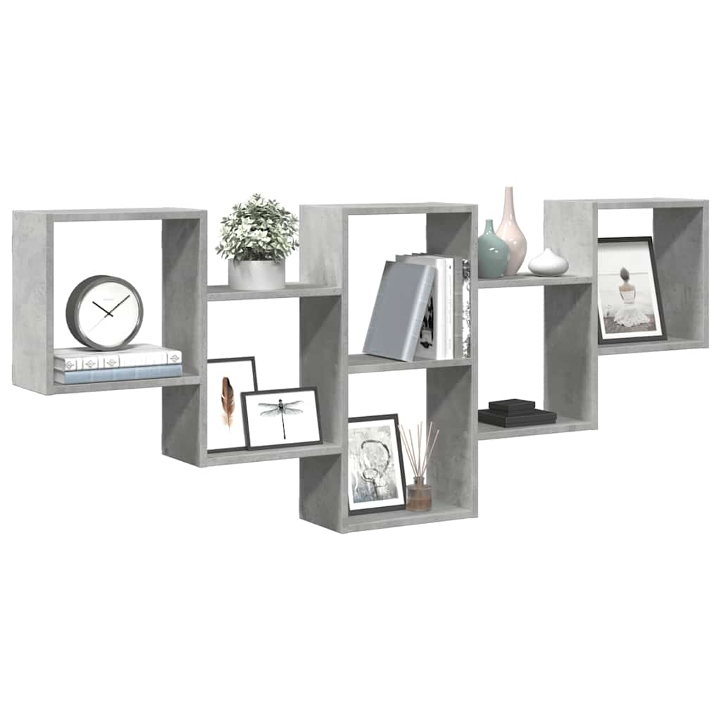 betonszürke szerelt fa fali polc 159 x 18 x 66 cm