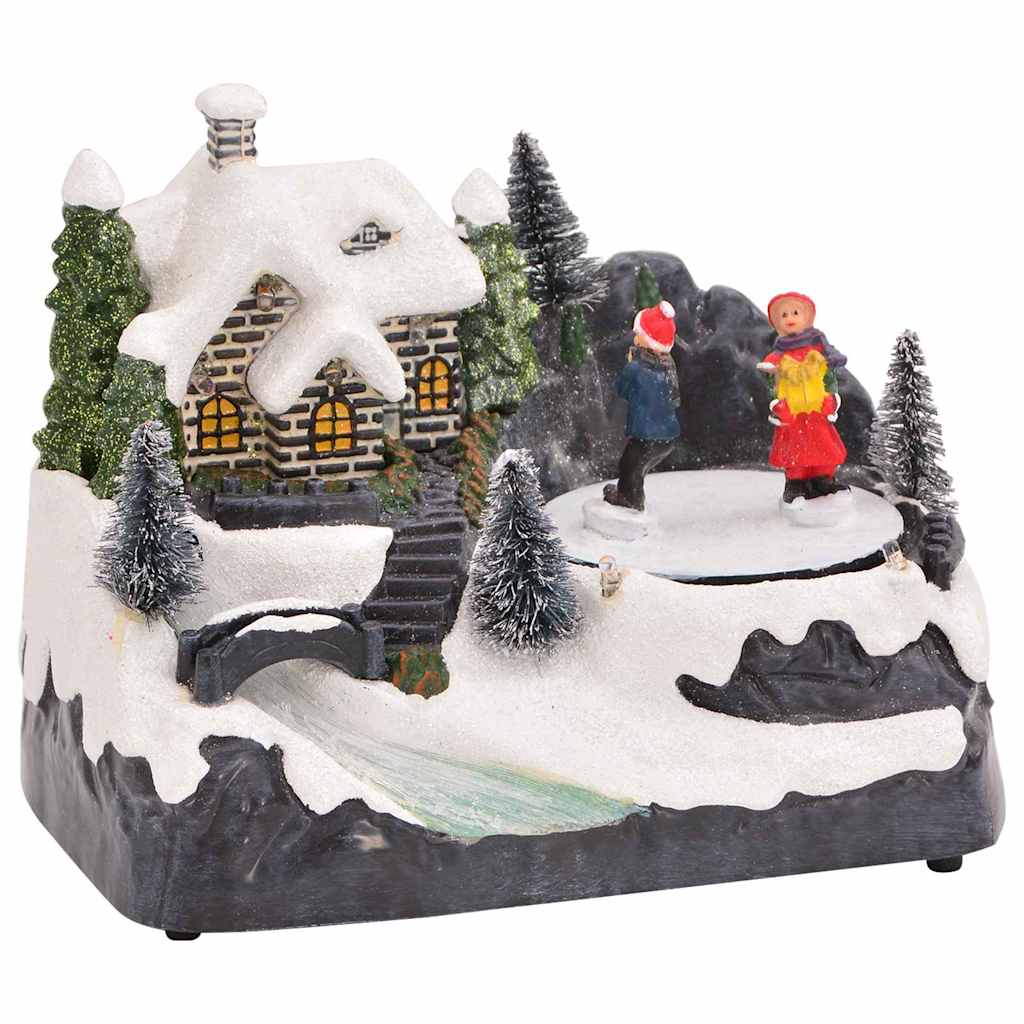 Mini karácsonyi falu 16 x 11,5 x 13 cm Műanyag Sokszínű