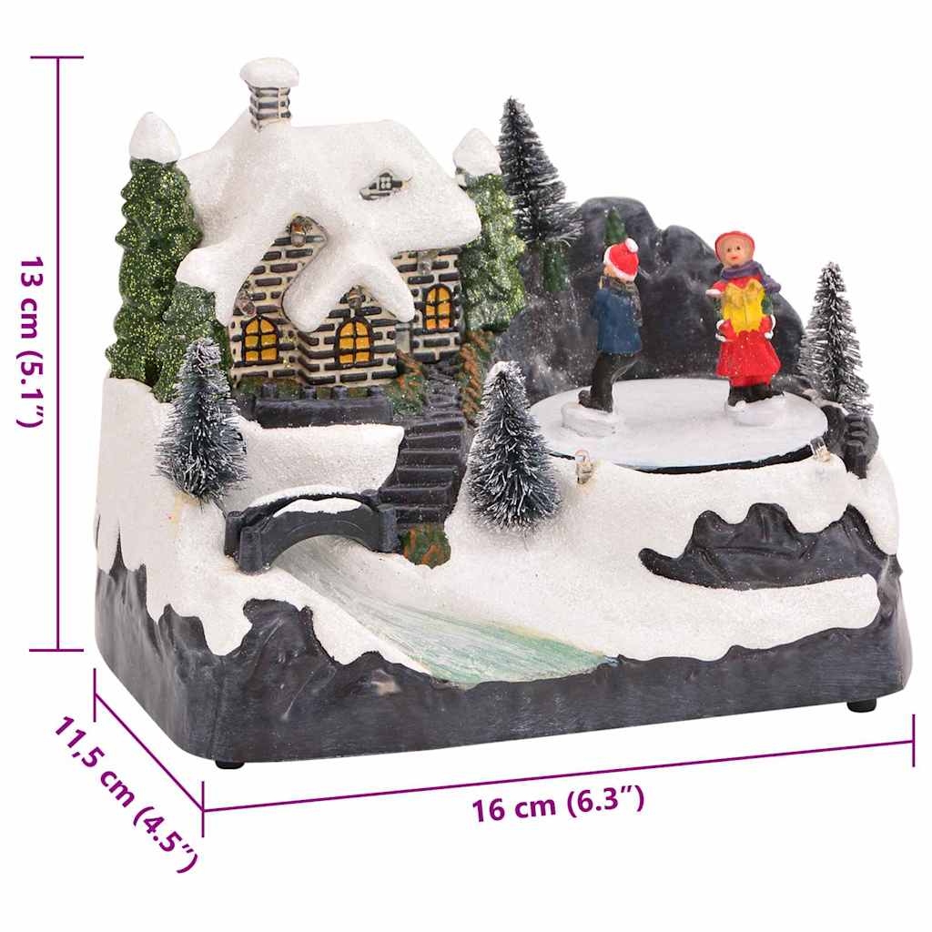 Mini karácsonyi falu 16 x 11,5 x 13 cm Műanyag Sokszínű