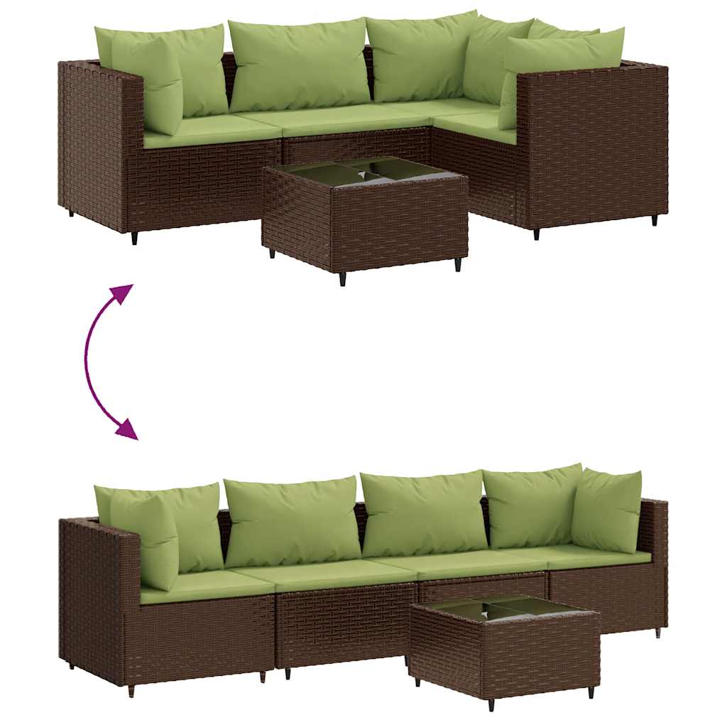 5 részes barna polyrattan kerti ülőgarnitúra párnákkal