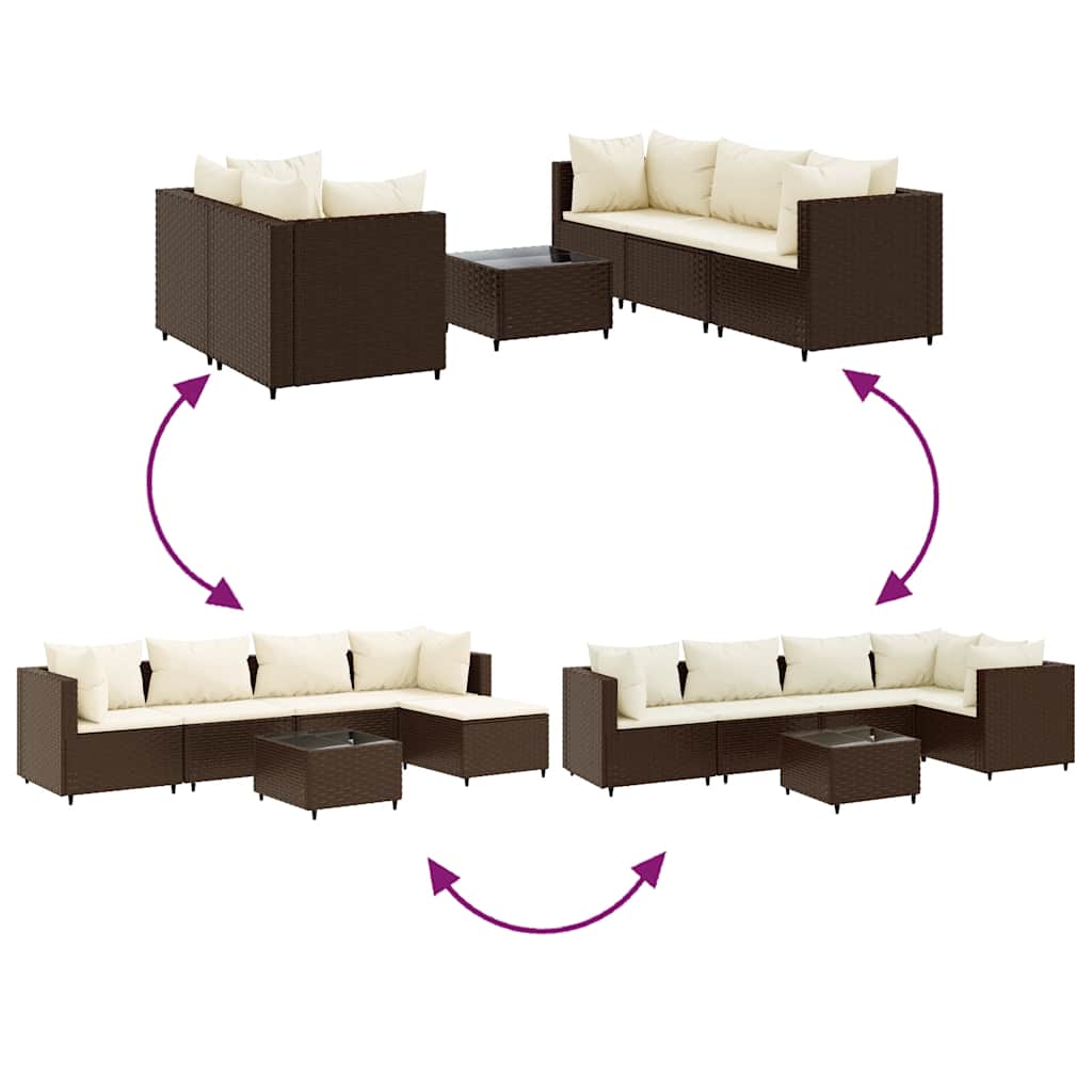 6 részes barna polyrattan kerti ülőgarnitúra párnákkal