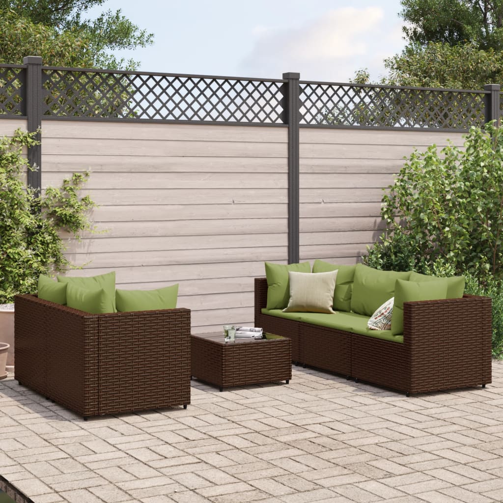 6 részes barna polyrattan kerti ülőgarnitúra párnákkal
