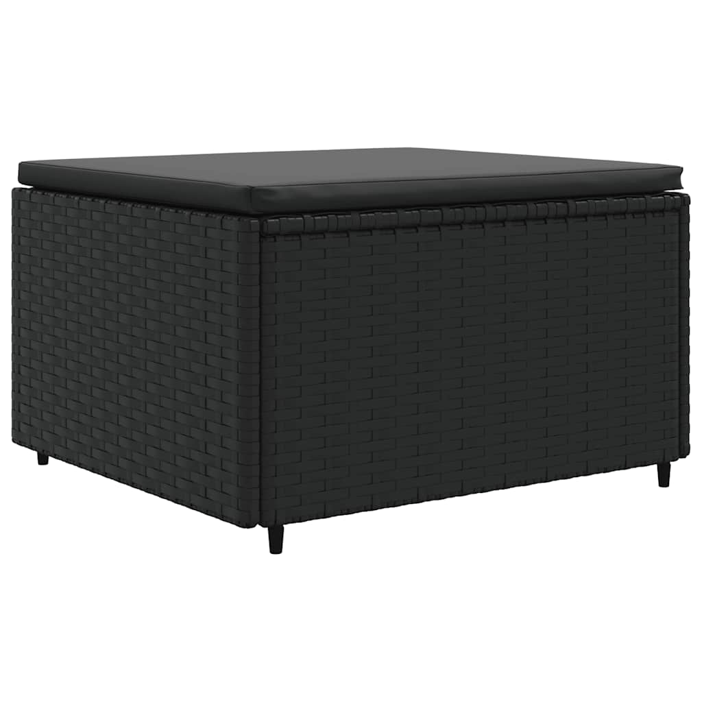 4 részes fekete polyrattan kerti ülőgarnitúra párnákkal