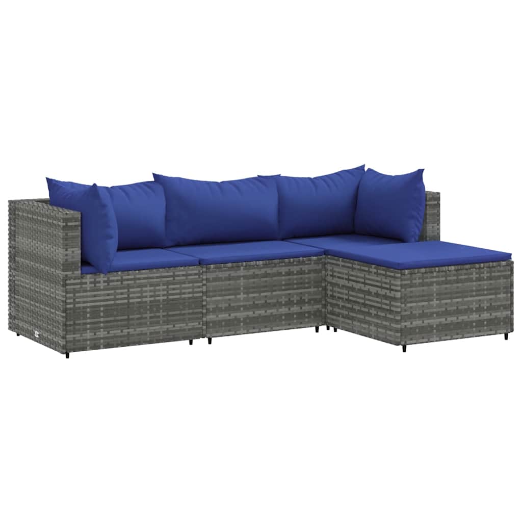 4 részes szürke polyrattan kerti ülőgarnitúra párnákkal