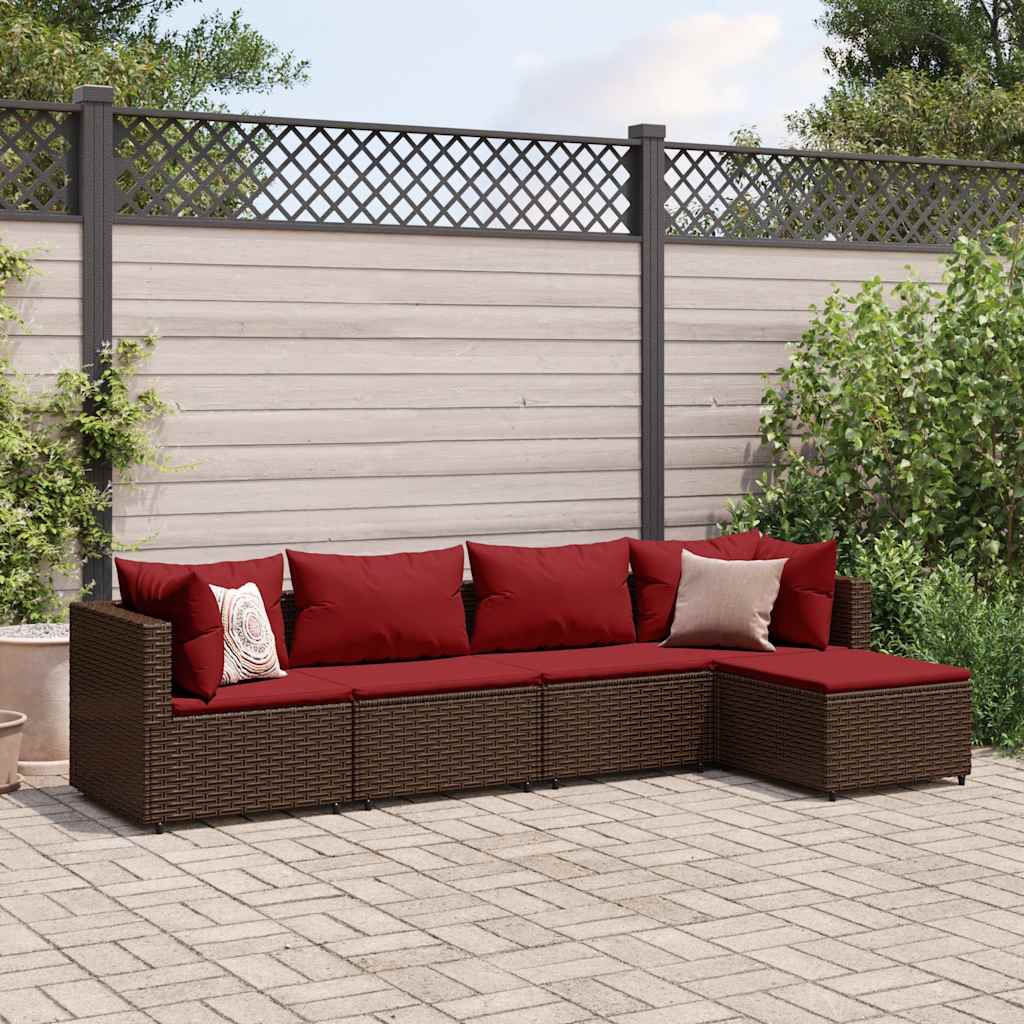 5 részes barna polyrattan kerti ülőgarnitúra párnákkal