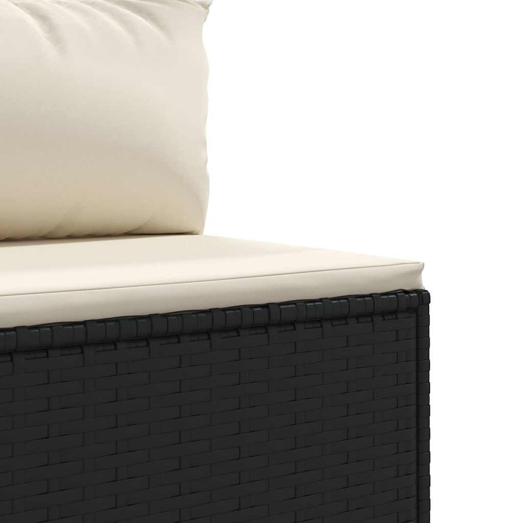 5 részes fekete polyrattan kerti ülőgarnitúra párnákkal