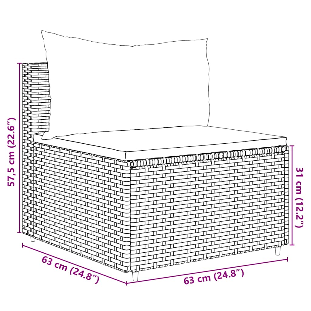 5 részes fekete polyrattan kerti ülőgarnitúra párnákkal