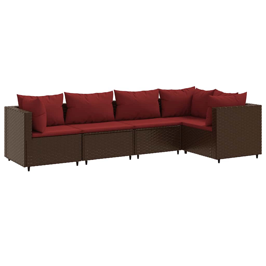 5 részes barna polyrattan kerti ülőgarnitúra párnákkal