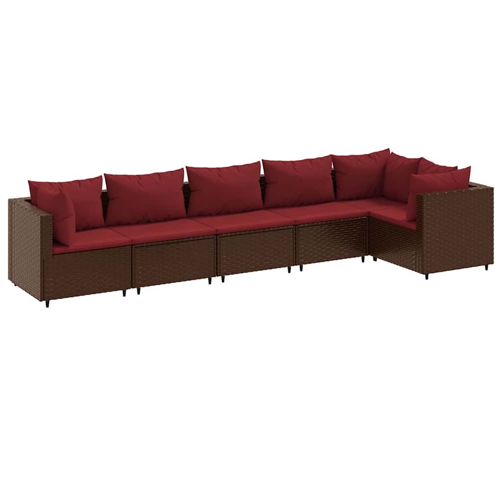 6 részes barna polyrattan kerti ülőgarnitúra párnákkal