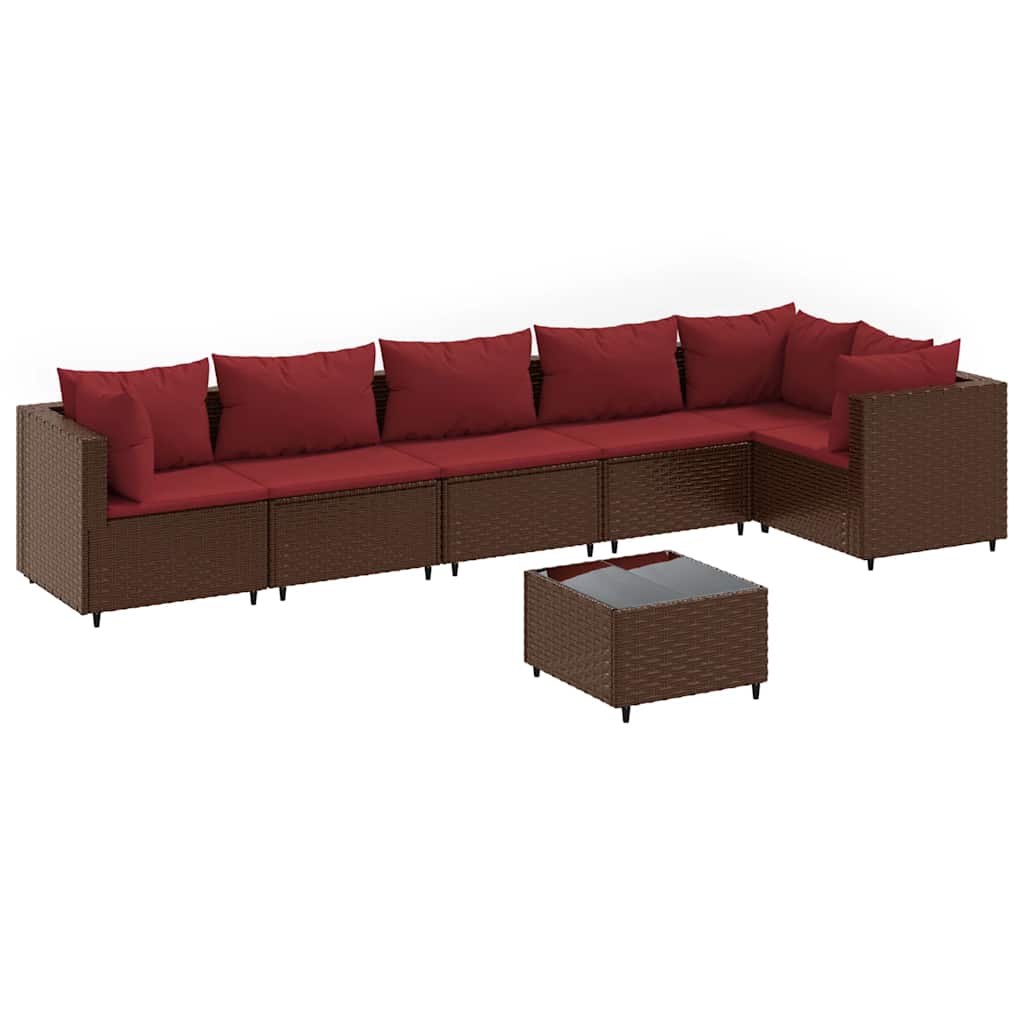 7 részes barna polyrattan kerti ülőgarnitúra párnákkal