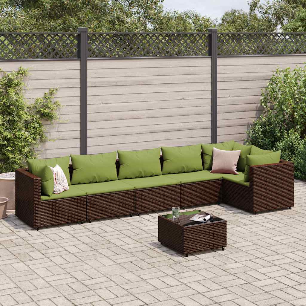 7 részes barna polyrattan kerti ülőgarnitúra párnákkal