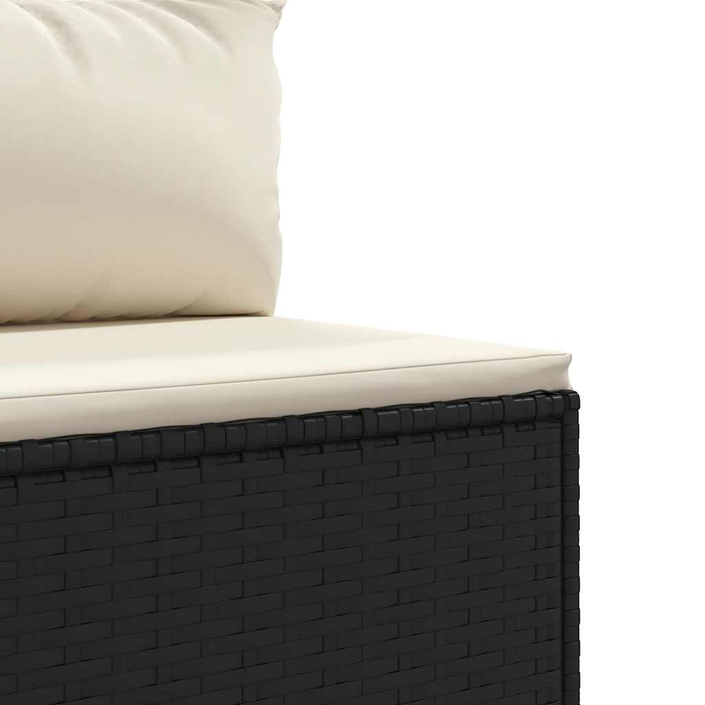 5 részes fekete polyrattan kerti ülőgarnitúra párnákkal