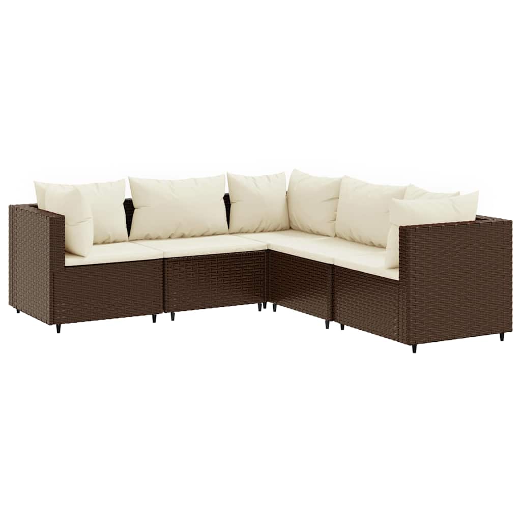 5 részes barna polyrattan kerti ülőgarnitúra párnákkal