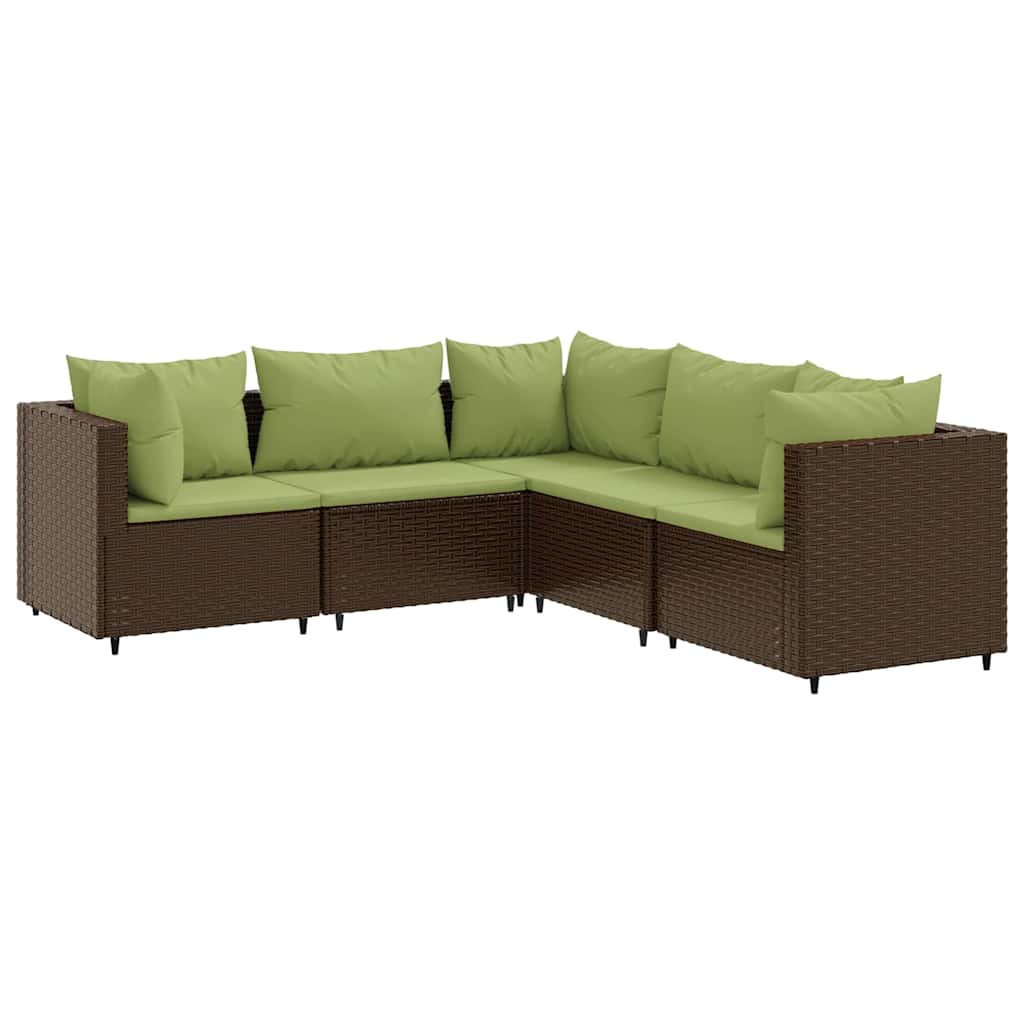 5 részes barna polyrattan kerti ülőgarnitúra párnákkal