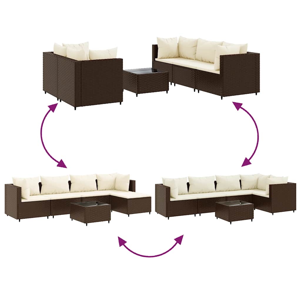 6 részes barna polyrattan kerti ülőgarnitúra párnákkal