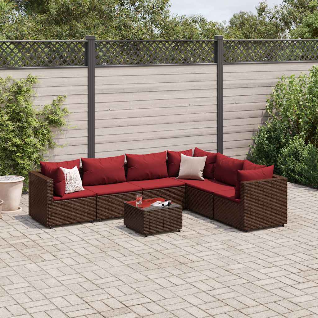 7 részes barna polyrattan kerti ülőgarnitúra párnákkal