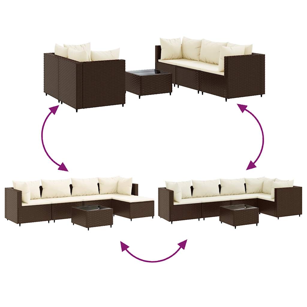 6 részes barna polyrattan kerti ülőgarnitúra párnákkal