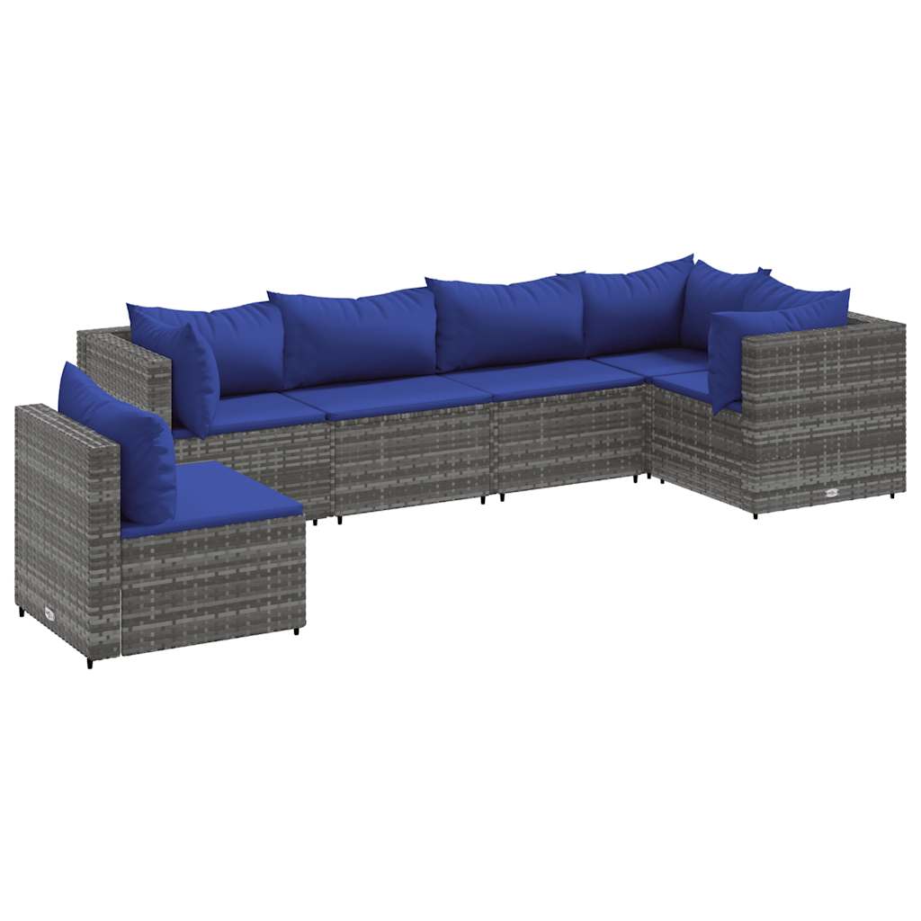 6 részes szürke polyrattan kerti ülőgarnitúra párnákkal